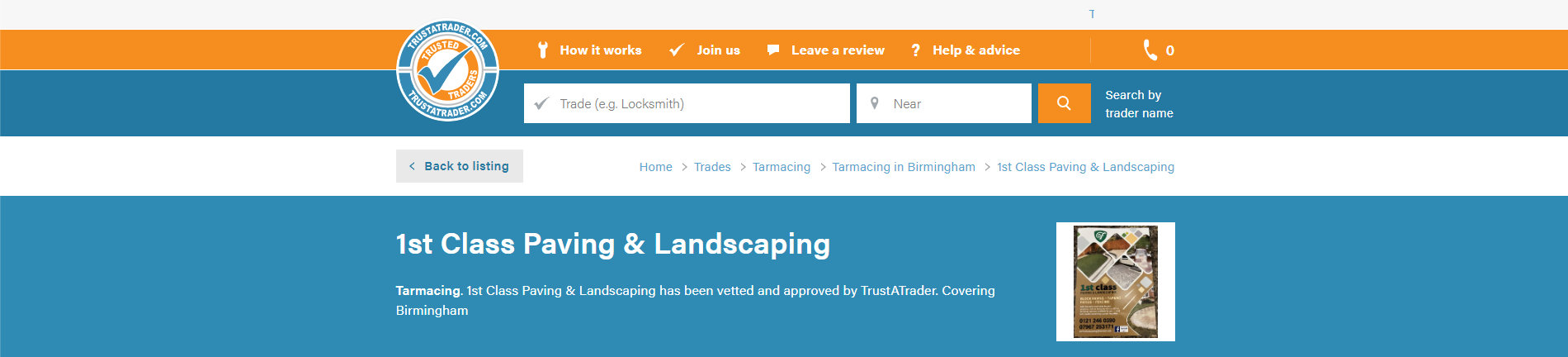See our listing on trusted trader
